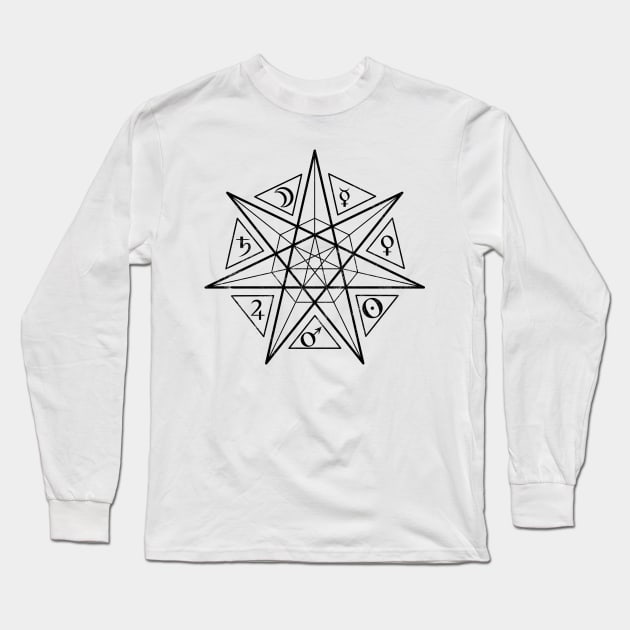 Septagram Alchemy 7 Pointed Star Long Sleeve T-Shirt by LadyMoldavite
